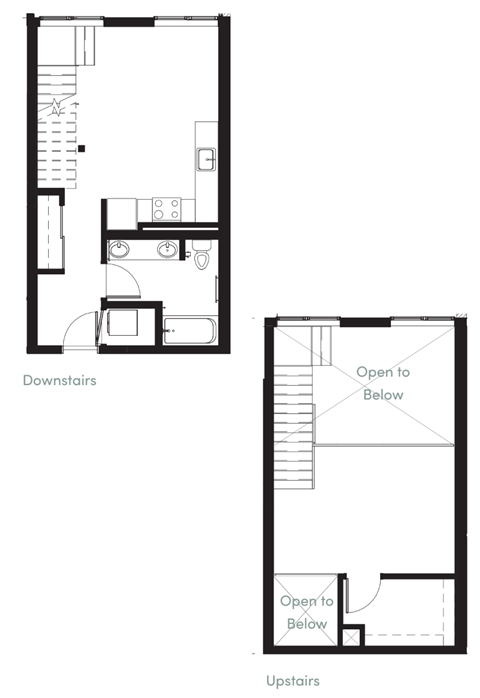 a floor plan of a small house with a bedroom and a living room